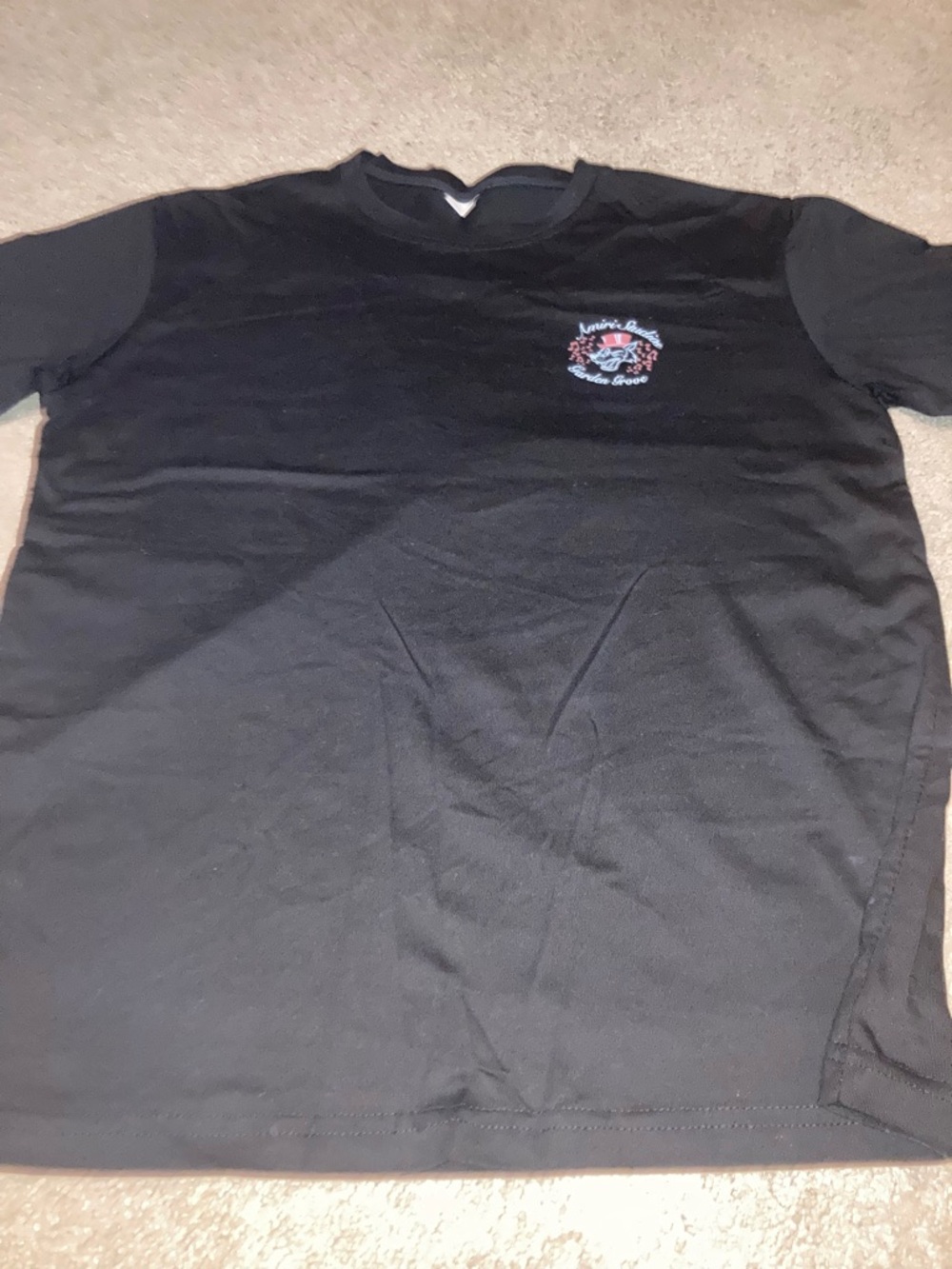 ABlack Short Sleeve Crewneck T-Shirt with Small Chest Graphic